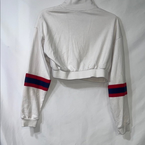 K-Swiss White Cropped Pullover with Red and Blue Accents - Picture 4 of 5